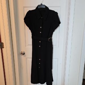 Calvin Klein Black Midi Dress with Belt